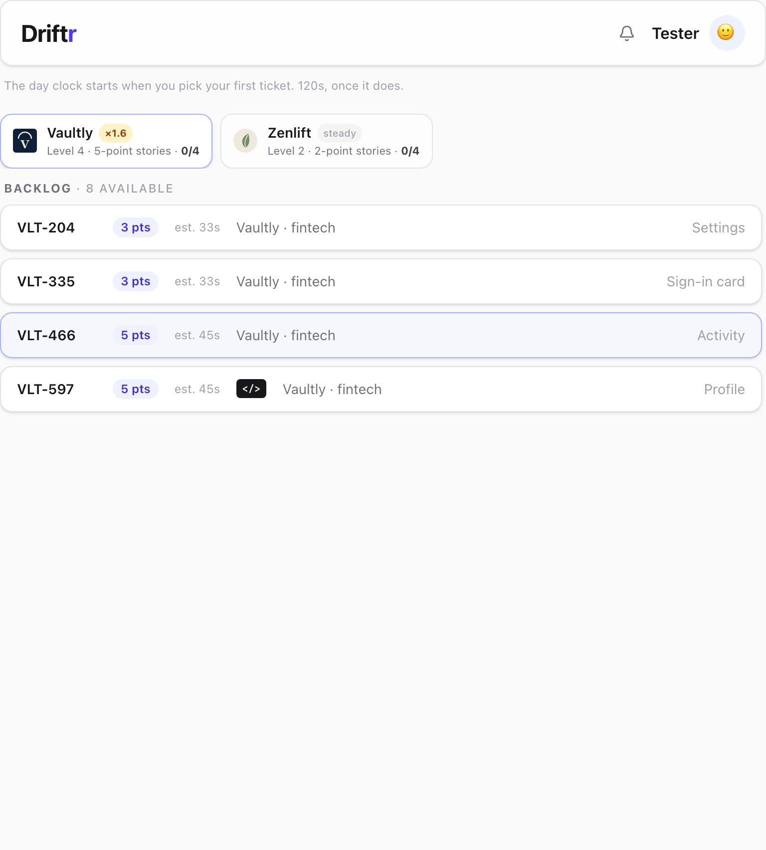 Backlog in DesignDrift